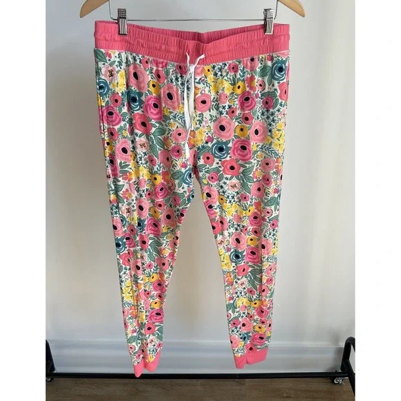 Little Sleepies Secret Garden Pink Floral Pajama Pants Lunaluxe Sz M Bamboo Pjs - Picture 3 of 8